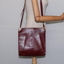 CARTIER Must Line Shoulder Bag Leather Bordeaux Gold Auth bs29374-18