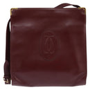 CARTIER Must Line Shoulder Bag Leather Bordeaux Gold Auth bs29374-13