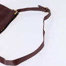 CARTIER Must Line Shoulder Bag Leather Bordeaux Gold Auth bs29374-7