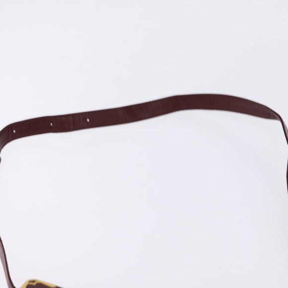 CARTIER Must Line Shoulder Bag Leather Bordeaux Gold Auth bs29374