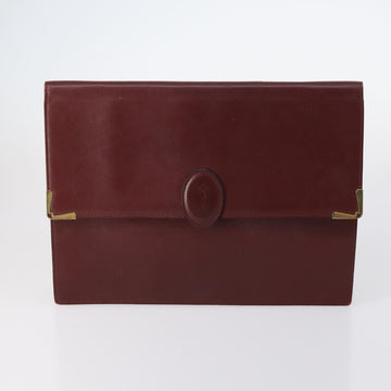 CARTIER Must Line Bag Leather 6Set Bordeaux Auth bs29376 - 0
