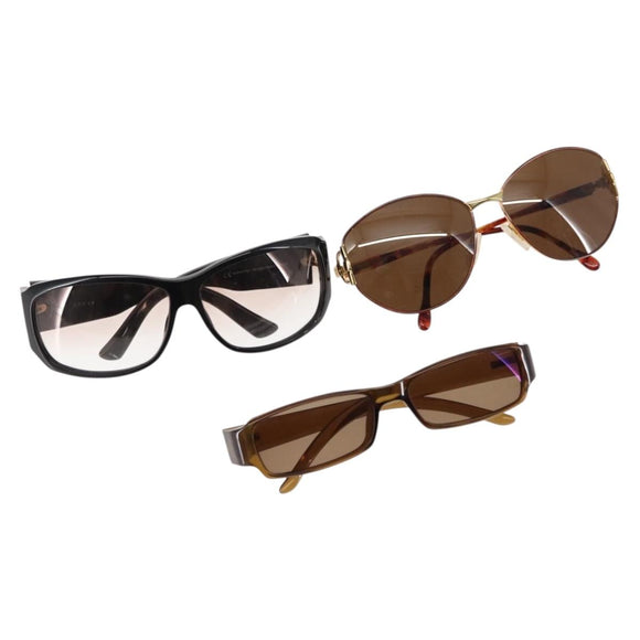 GUCCI Sunglasses plastic 3Set Gold Black Auth bs29378