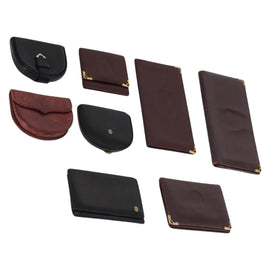 CARTIER Wallet Leather 8Set Bordeaux Black Auth bs29379