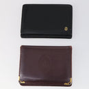 CARTIER Wallet Leather 8Set Bordeaux Black Auth bs29379-2