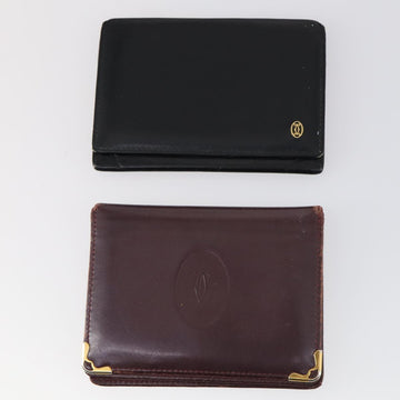 CARTIER Wallet Leather 8Set Bordeaux Black Auth bs29379 - 0