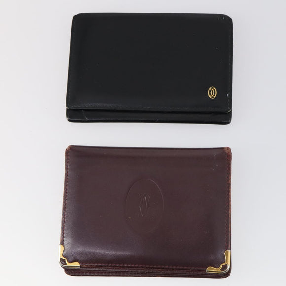 CARTIER Wallet Leather 8Set Bordeaux Black Auth bs29379