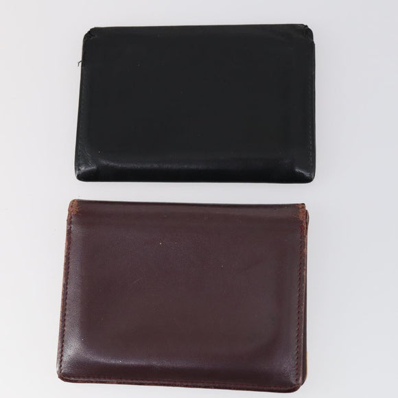 CARTIER Wallet Leather 8Set Bordeaux Black Auth bs29379