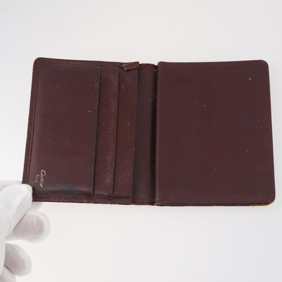 CARTIER Wallet Leather 8Set Bordeaux Black Auth bs29379