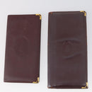 CARTIER Wallet Leather 8Set Bordeaux Black Auth bs29379-7