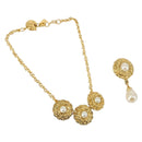 SAINT LAURENT Necklace Brooch metal 2Set Gold Auth bs29380-1