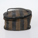 FENDI Zucchino Hand Bag Canvas PVC 7Set Brown Black Auth bs29383-13