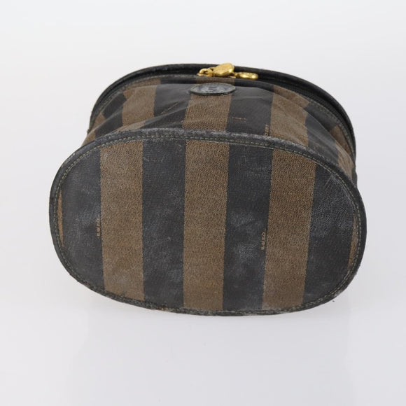 FENDI Zucchino Hand Bag Canvas PVC 7Set Brown Black Auth bs29383