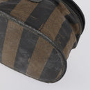 FENDI Zucchino Hand Bag Canvas PVC 7Set Brown Black Auth bs29383-16
