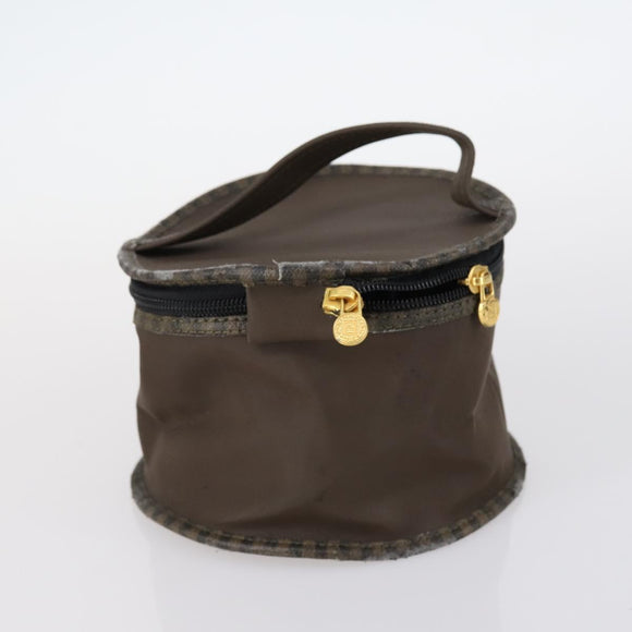 FENDI Zucchino Hand Bag Canvas PVC 7Set Brown Black Auth bs29383