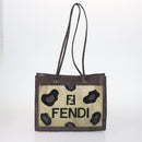 FENDI Zucchino Hand Bag Canvas PVC 7Set Brown Black Auth bs29383-2