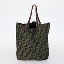 FENDI Zucchino Hand Bag Canvas PVC 7Set Brown Black Auth bs29383-24