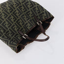 FENDI Zucchino Hand Bag Canvas PVC 7Set Brown Black Auth bs29383-25