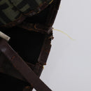 FENDI Zucchino Hand Bag Canvas PVC 7Set Brown Black Auth bs29383-26