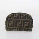 FENDI Zucchino Hand Bag Canvas PVC 7Set Brown Black Auth bs29383-29