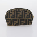 FENDI Zucchino Hand Bag Canvas PVC 7Set Brown Black Auth bs29383-30