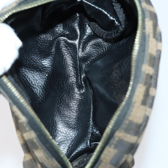 FENDI Zucchino Hand Bag Canvas PVC 7Set Brown Black Auth bs29383