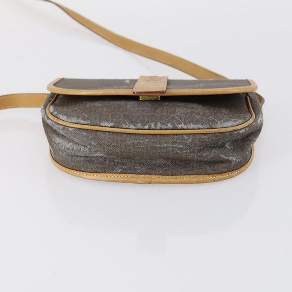 FENDI Zucchino Hand Bag Canvas PVC 7Set Brown Black Auth bs29383