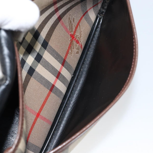 Burberrys Nova Check Shoulder Bag Canvas Beige Gold Auth bs29388