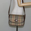 Burberrys Nova Check Shoulder Bag Canvas Beige Gold Auth bs29388-21
