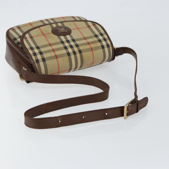 Burberrys Nova Check Shoulder Bag Canvas Beige Gold Auth bs29388