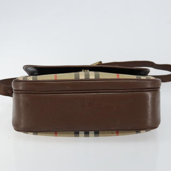 Burberrys Nova Check Shoulder Bag Canvas Beige Gold Auth bs29388