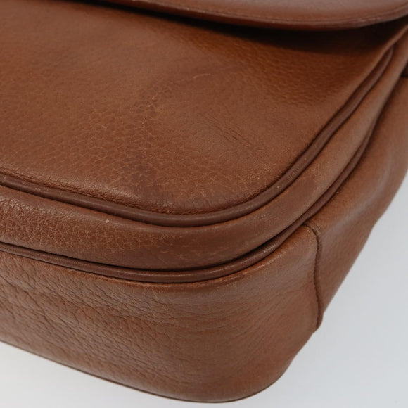 Burberrys Shoulder Bag Leather Gold Brown Auth bs29390