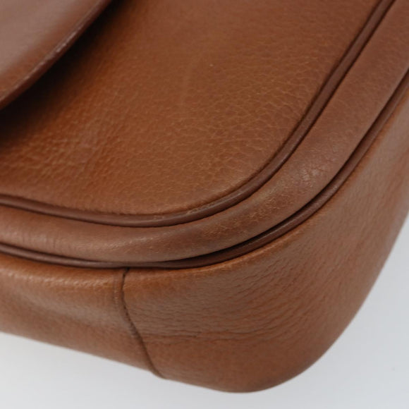 Burberrys Shoulder Bag Leather Gold Brown Auth bs29390