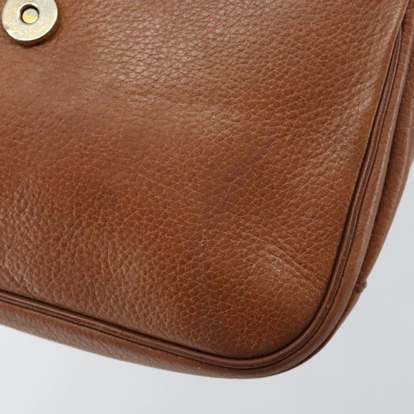 Burberrys Shoulder Bag Leather Gold Brown Auth bs29390