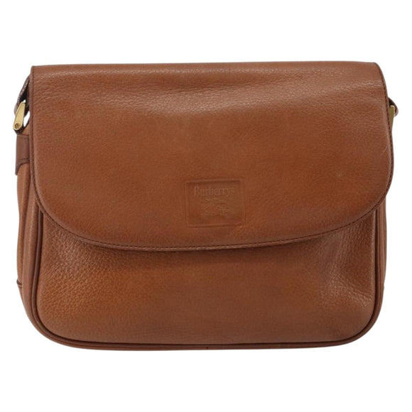 Burberrys Shoulder Bag Leather Gold Brown Auth bs29390