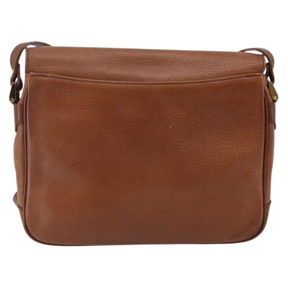 Burberrys Shoulder Bag Leather Gold Brown Auth bs29390