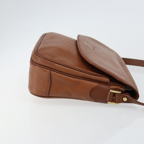 Burberrys Shoulder Bag Leather Gold Brown Auth bs29390