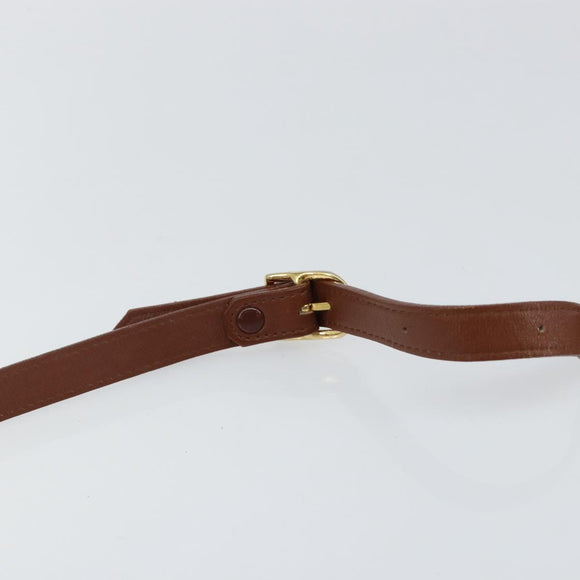 Burberrys Shoulder Bag Leather Gold Brown Auth bs29390