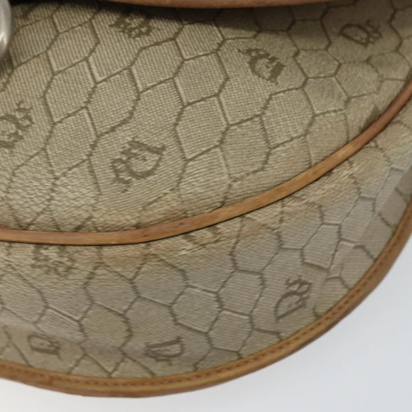 Christian Dior Honeycomb Canvas Shoulder Bag PVC Beige Gold Auth bs29391