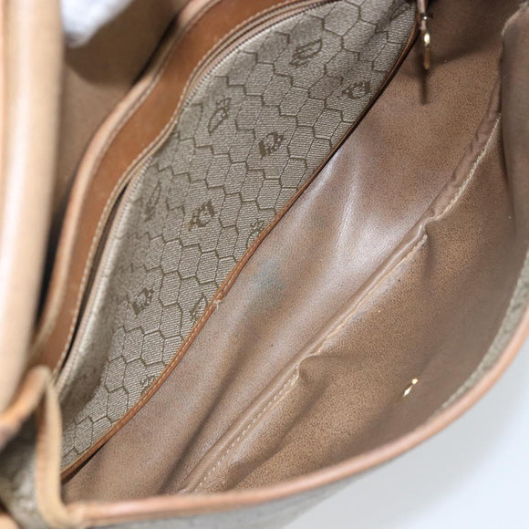 Christian Dior Honeycomb Canvas Shoulder Bag PVC Beige Gold Auth bs29391