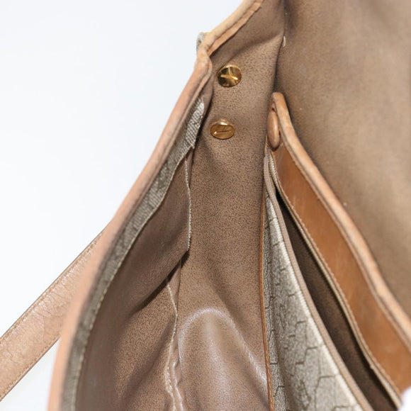 Christian Dior Honeycomb Canvas Shoulder Bag PVC Beige Gold Auth bs29391