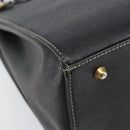 Burberrys Hand Bag Leather Black Gold Auth bs29392-14