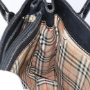 Burberrys Hand Bag Leather Black Gold Auth bs29392-19