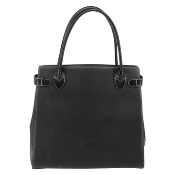 Burberrys Hand Bag Leather Black Gold Auth bs29392 - 0