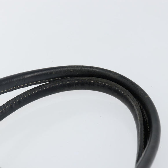 Burberrys Hand Bag Leather Black Gold Auth bs29392