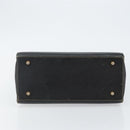 Burberrys Hand Bag Leather Black Gold Auth bs29392-5