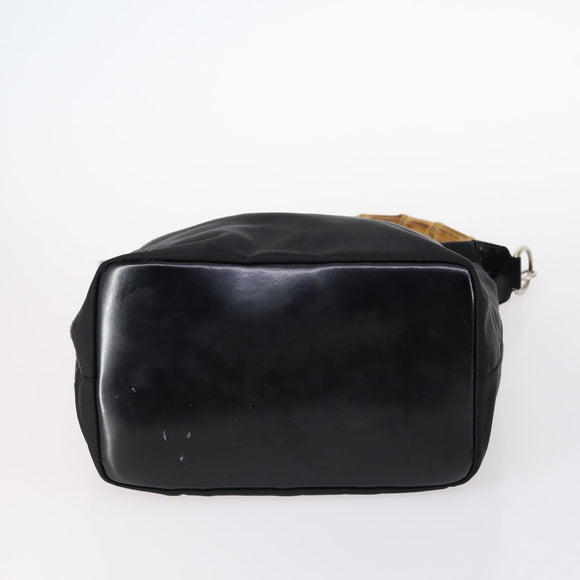GUCCI Bamboo Jackie Shoulder Bag Nylon 6Set Black Auth bs29393
