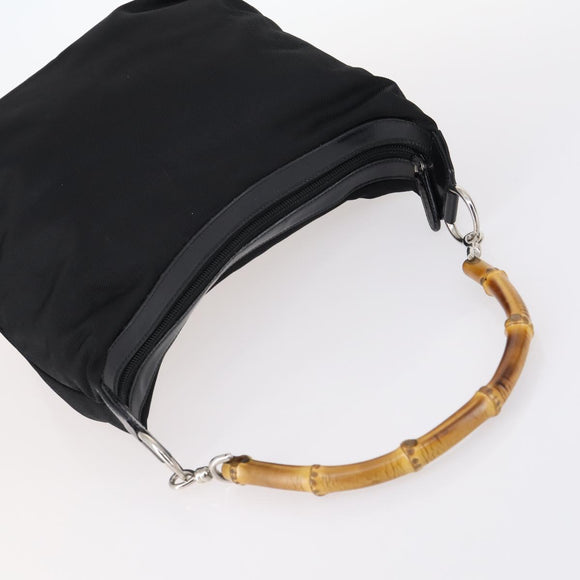GUCCI Bamboo Jackie Shoulder Bag Nylon 6Set Black Auth bs29393