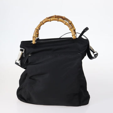 GUCCI Bamboo Jackie Shoulder Bag Nylon 6Set Black Auth bs29393 - 0