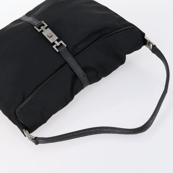 GUCCI Bamboo Jackie Shoulder Bag Nylon 6Set Black Auth bs29393