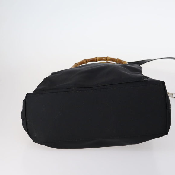 GUCCI Bamboo Jackie Shoulder Bag Nylon 6Set Black Auth bs29393